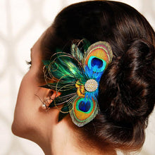 Peacock Feather Rhinestone Hairpin Hair Clip Belly Dance Party Wedding Hair Wear EF8