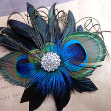 Peacock Feather Rhinestone Hairpin Hair Clip Belly Dance Party Wedding Hair Wear EF8