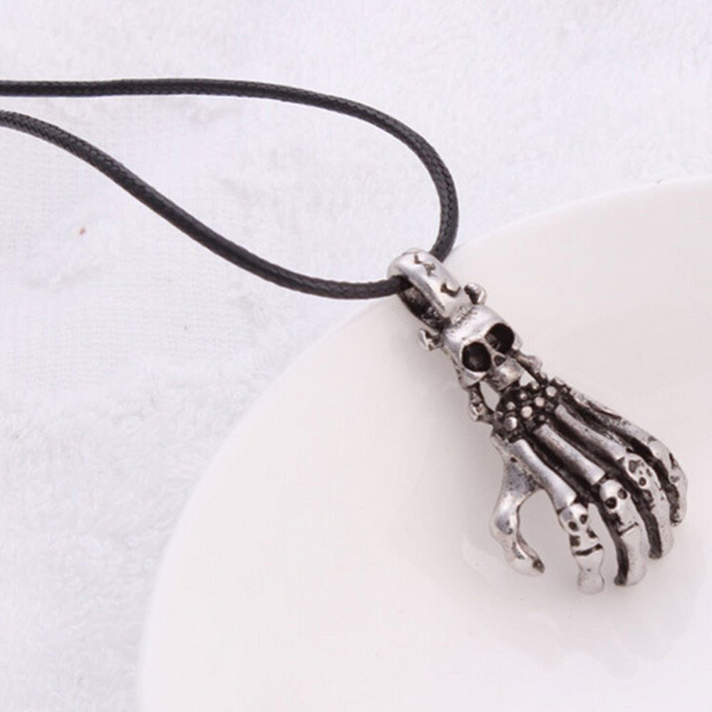 Personal Necklace Metal H  Bone Skull Pendant Gift Sliver Popular Men Accessories 3 6*2 3cm EF8