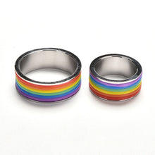 Personalized Rings Titanium Steel Jewelry Rainbow Rings for Men   Women in Stainless Steel Ring S  EF8