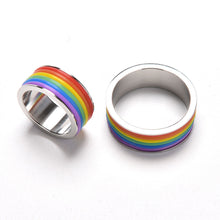 Personalized Rings Titanium Steel Jewelry Rainbow Rings for Men   Women in Stainless Steel Ring S  EF8