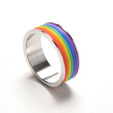Personalized Rings Titanium Steel Jewelry Rainbow Rings for Men   Women in Stainless Steel Ring S  EF8