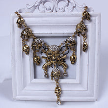 Pirates of the Caribbean Design Choker Jewelry Vintage Bones Chains Rhinestones Skulls Pendants Necklaces EF8