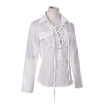 Plus Size 3XL Women Front Cross Deep V Neck Long Sleeve Blouse Sexy Chiffon Shirt Tops EF8