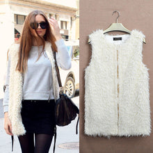 Plus Size Women Medium Style VFashion Sleeveless Coat Outerwear Hair Jacket Casual Waistcoat EF8