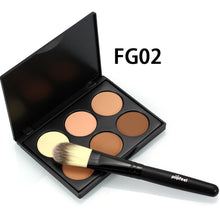 Popfeel 6 Colors Contour Palette Powder Professional Face Concealer Primer Bronzer Highlighter Contouring Powder Brush Set EF8