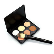 Popfeel 6 Colors Contour Palette Powder Professional Face Concealer Primer Bronzer Highlighter Contouring Powder Brush Set EF8