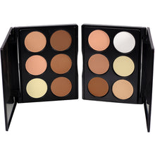 Popfeel 6 Colors Contour Palette Powder Professional Face Concealer Primer Bronzer Highlighter Contouring Powder Brush Set EF8