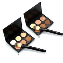 Popfeel 6 Colors Contour Palette Powder Professional Face Concealer Primer Bronzer Highlighter Contouring Powder Brush Set EF8
