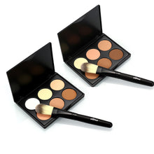 Popfeel 6 Colors Contour Palette Powder Professional Face Concealer Primer Bronzer Highlighter Contouring Powder Brush Set EF8