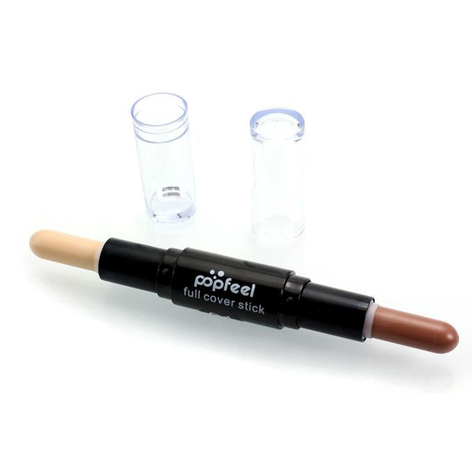 Popfeel Makeup Concealer Double-ended 2 in1 Contour Stick Contouring Highlighter Bronzer Create 3D Face Makeup Full Cover EF8