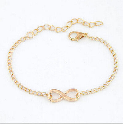 Popular Plating Gold Metal Cross Infinite Bracelet   Bangle Charm chain bracelets Jewelry For Women EF8