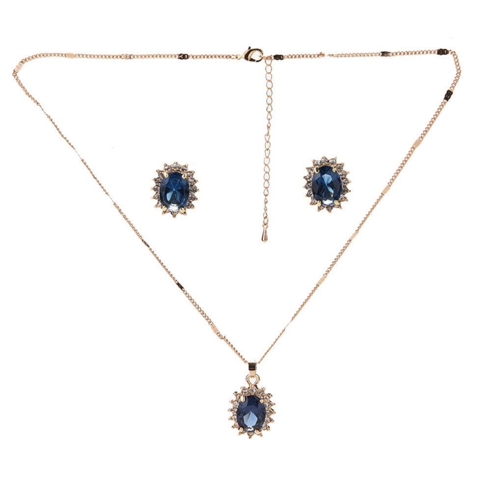 Princess Engagment Wedding   Cubic Zirconia Pendant Necklace   Earrings Woman Jewelry Sets EF8