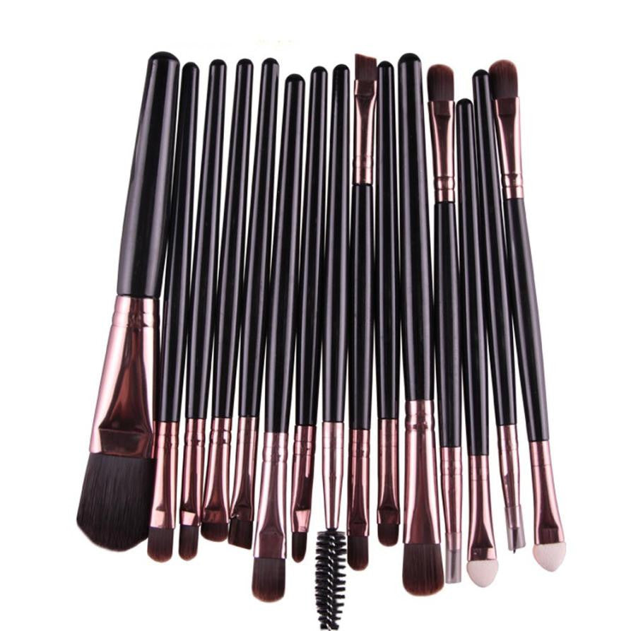 Professional Maquiagem Makeup Brushes 15pc Beauty Cosmetics Foundation Blending Blush Make Up Brush Tool Kit Set EF8