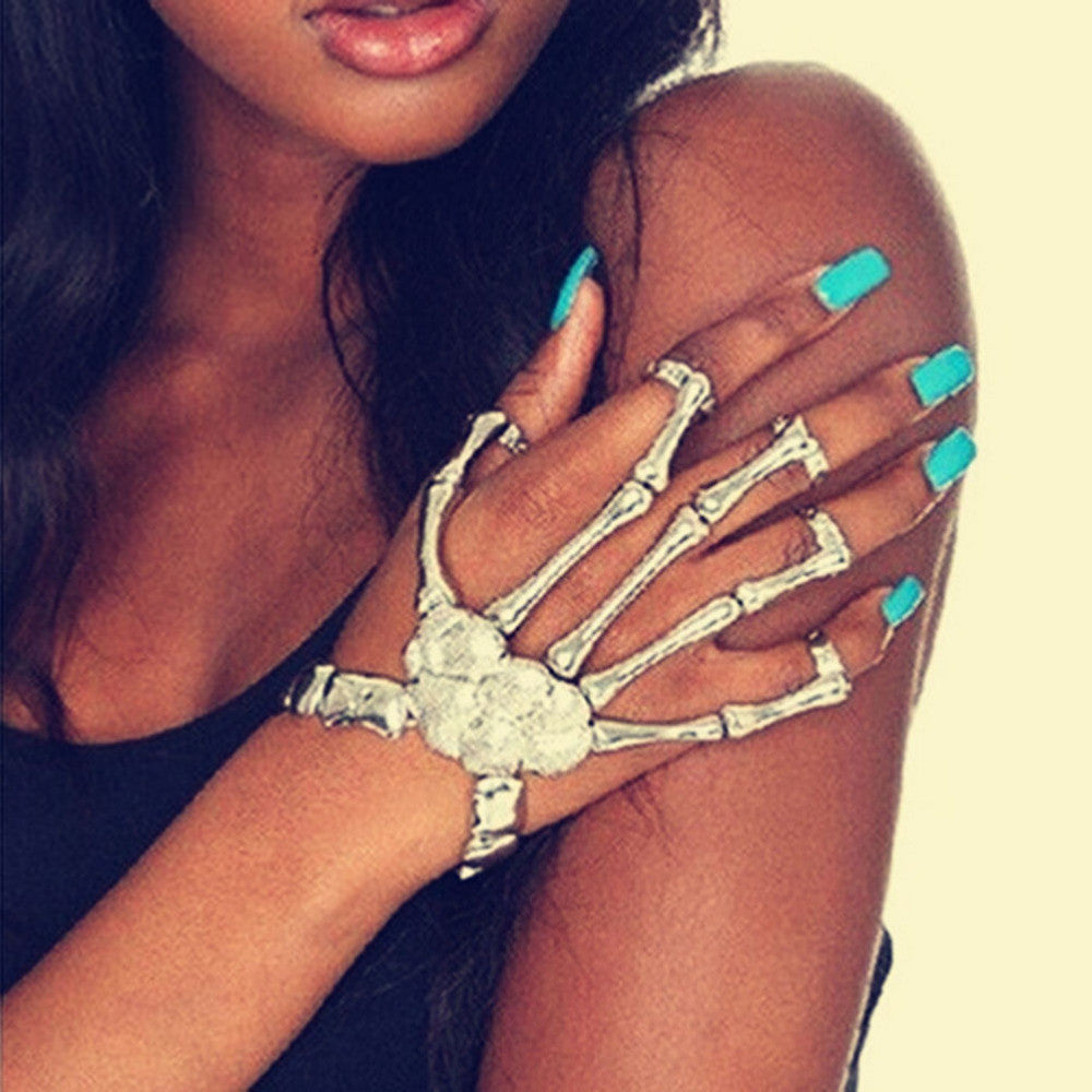 Pulseras Pulseira Slave Bones H  Skull Bracelets   Bangles Bracelets For Women Cool Punk metal Goth Skeleton Bracelet EF8