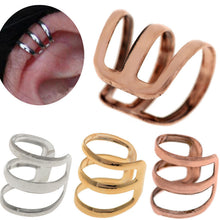 Punk Rock Ear Clip Cuff Wrap Earrings No piercing-Clip on Silver Gold Bronze Women Men Party Jewelry Free Ship 2pcs EF8