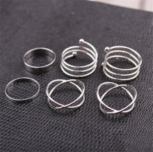 Punk Style Gold Sliver Knuckle Rings for women Finger Ring Gift 6pc Unique Ring Set EF8