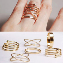 Punk Style Gold Sliver Knuckle Rings for women Finger Ring Gift 6pc Unique Ring Set EF8