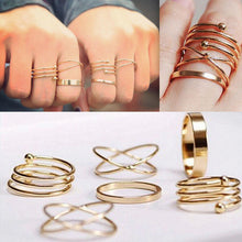 Punk Style Gold Sliver Knuckle Rings for women Finger Ring Gift 6pc Unique Ring Set EF8