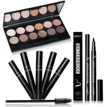 perfect combination of eye makeup 12 Colors Professional Nude Eye Shadow Mascara Eyeliner Make up Set EF8