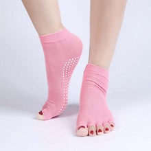 Quality Half Toe Yoga Socks Non-Slip Peep Toe Anti-Slip Pilates Ankle Grip Durable Open Half Five Fingers Cotton Yoga Socks EF8