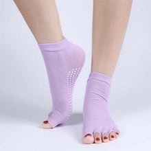Quality Half Toe Yoga Socks Non-Slip Peep Toe Anti-Slip Pilates Ankle Grip Durable Open Half Five Fingers Cotton Yoga Socks EF8