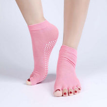 Quality Half Toe Yoga Socks Non-Slip Peep Toe Anti-Slip Pilates Ankle Grip Durable Open Half Five Fingers Cotton Yoga Socks EF8