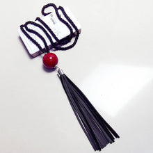 Red Beads ball pendant Necklaces leather Tassel Statement Necklace For Women Collar Jewelry S Long black chain Necklace EF8