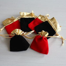 Red Black Velvet Drawstring Pouch Jewelry Bag Packaging Jewelry Holder  Wedding Gift Bag 8 7*6 8cm EF8