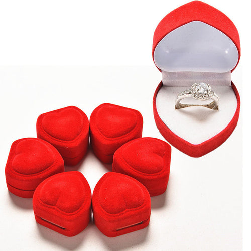 Red Heart Shaped Ring Box Mini Cute Red Carrying Cases For Rings Display Box Jewelry Packaging s EF8