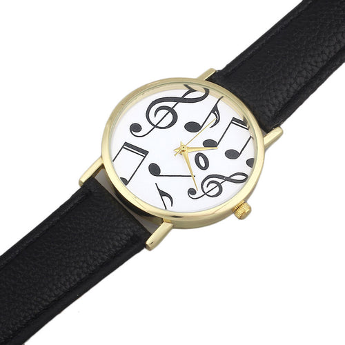 Relojes Mujer Casual Musical Notes Women Men Leather Band Analog Quartz Dial Wristwatch As Gift Relogio feminino EF8