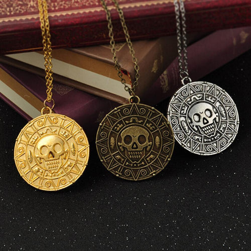 Retro Chic Pirates of the Caribbean Aztec Skull Pendant Necklace Vintage Necklaces Gift3 Colors jewelry EF8