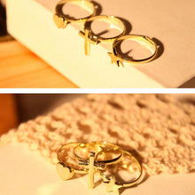 Retro Cross   Heart   Five-Pointed Star Three-Piece Ring For Party Makeup Decoration EF8