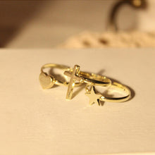 Retro Cross   Heart   Five-Pointed Star Three-Piece Ring For Party Makeup Decoration EF8