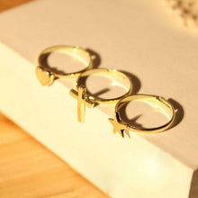 Retro Cross   Heart   Five-Pointed Star Three-Piece Ring For Party Makeup Decoration EF8