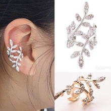 Retro Crystal Earings Warp Clip Ear Clip Women's Jewelry Rhinestone Leaf Ear Cuff Earrings EF8