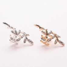 Retro Crystal Earings Warp Clip Ear Clip Women's Jewelry Rhinestone Leaf Ear Cuff Earrings EF8