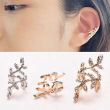 Retro Crystal Earings Warp Clip Ear Clip Women's Jewelry Rhinestone Leaf Ear Cuff Earrings EF8