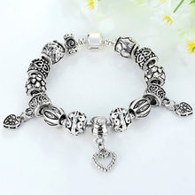 Retro DIY Beads Bracelet Snake Chain Heart Design Charm Bracelet Jewelry For Women 18cm 20cm EF8