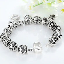 Retro DIY Beads Bracelet Snake Chain Heart Design Charm Bracelet Jewelry For Women 18cm 20cm EF8