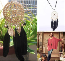 Retro Exquisite Indian Feather Leaf Hollow Lace Circle Dream Catcher Bohemia Lady Dress Sweater Necklace EF8