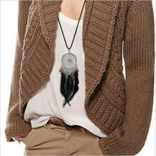 Retro Exquisite Indian Feather Leaf Hollow Lace Circle Dream Catcher Bohemia Lady Dress Sweater Necklace EF8