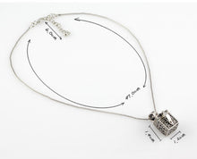 Retro Vintage Silver Box Necklace Charms Pendant Women Jewelry EF8