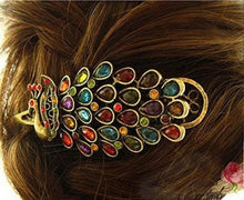Retro Women Hairwear Peacock Pattern Colorful Crystal Hairpins Women Hair Jewelry Girls EF8