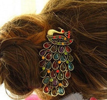 Retro Women Hairwear Peacock Pattern Colorful Crystal Hairpins Women Hair Jewelry Girls EF8