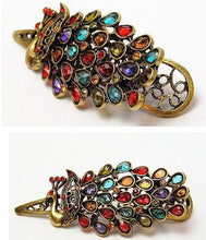 Retro Women Hairwear Peacock Pattern Colorful Crystal Hairpins Women Hair Jewelry Girls EF8