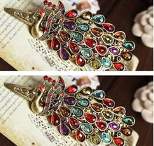 Retro Women Hairwear Peacock Pattern Colorful Crystal Hairpins Women Hair Jewelry Girls EF8