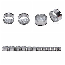 Rhinestone Crystal Flared Ear Exp er Plugs Stainless Steel Ear Jewelry Ear Piercing  EF8