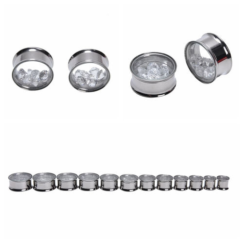 Rhinestone Crystal Flared Ear Exp er Plugs Stainless Steel Ear Jewelry Ear Piercing  EF8