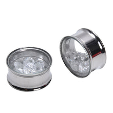 Rhinestone Crystal Flared Ear Exp er Plugs Stainless Steel Ear Jewelry Ear Piercing  EF8